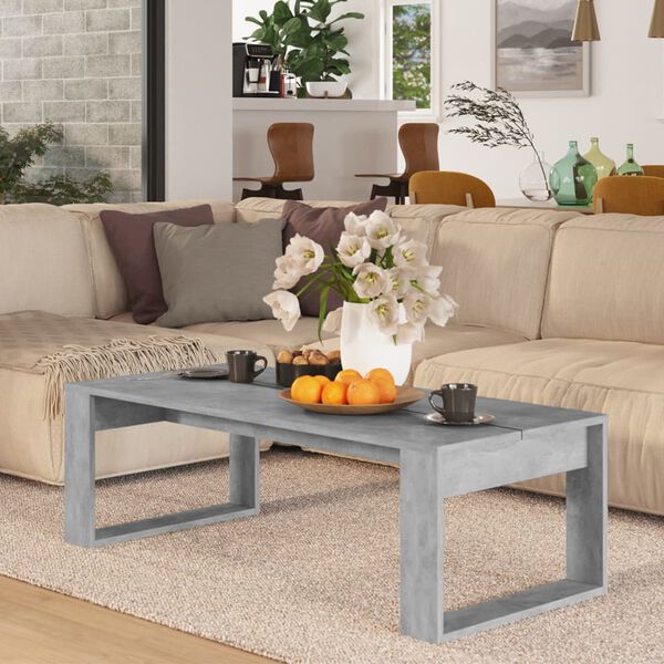 vidaXL طاولة قهوة رمادي إسمنتي 110×50×35 سم خشب صناعي