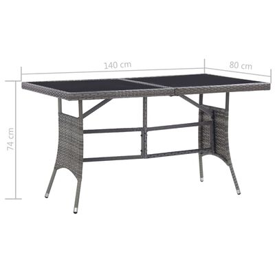 vidaXL طاولة حديقة رمادي 140×80×74 سم بولي روطان