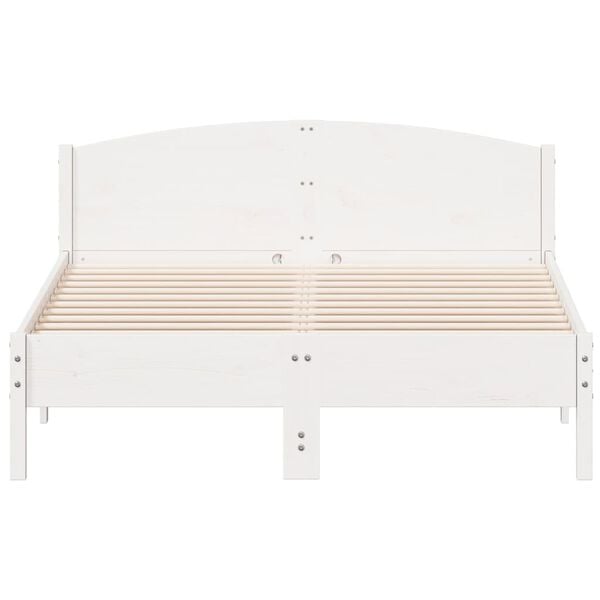 vidaXL إطار سرير دون مرتبة لون أبيض 200x140 سم خشب صلب صنوبر