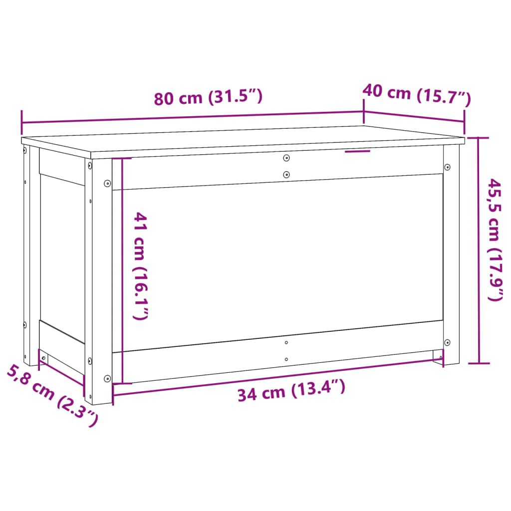 vidaXL صندوق تخزين 45,5x40x80 سم خشب صنوبر صلب