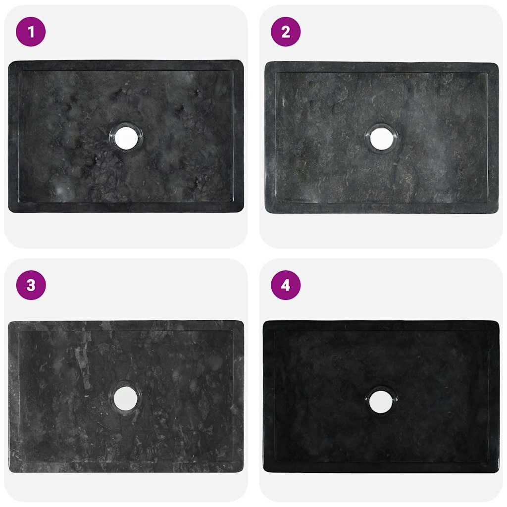 vidaXL حوض 45×30×12 سم رخام أسود