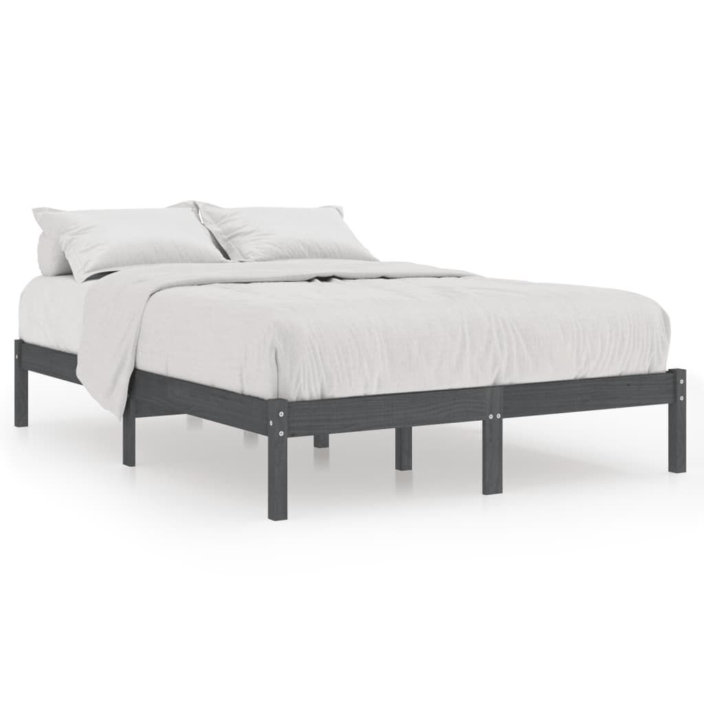 vidaXL إطار سرير خشب صنوبر صلب رمادي 120×200 سم