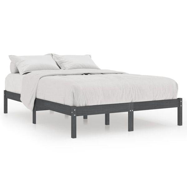 vidaXL إطار سرير خشب صنوبر صلب رمادي 120×200 سم