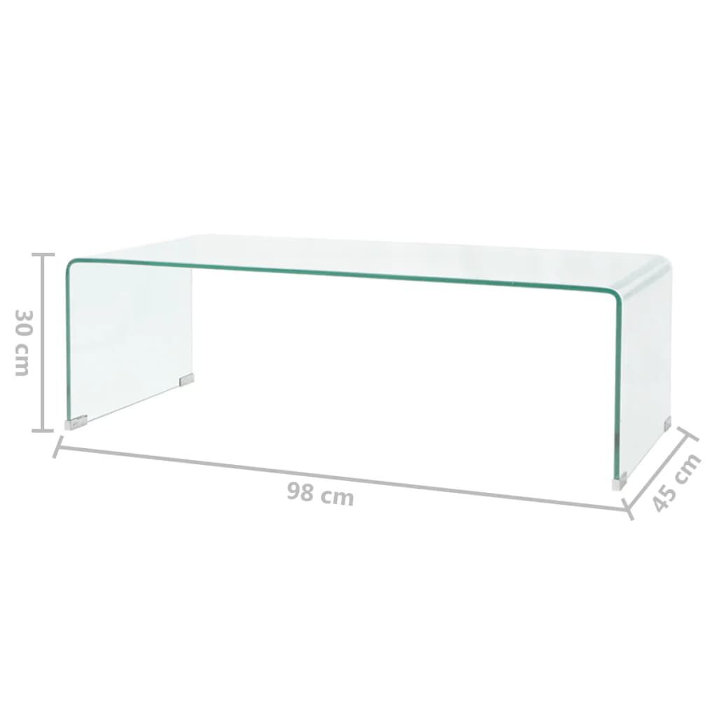 vidaXL طاولة قهوة زجاج مقوى 98×45×30 سم شفاف