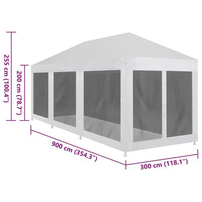 vidaXL خيمة حفلات مع 8 جدران جانبية شبكية 9×3 م
