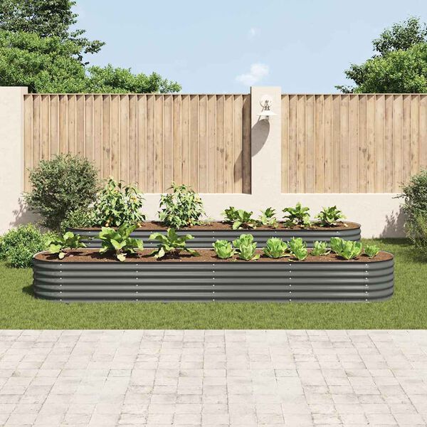 vidaXL حوض حديقة مرتفع 400×80×44 سم فولاذ مجلفن رمادي