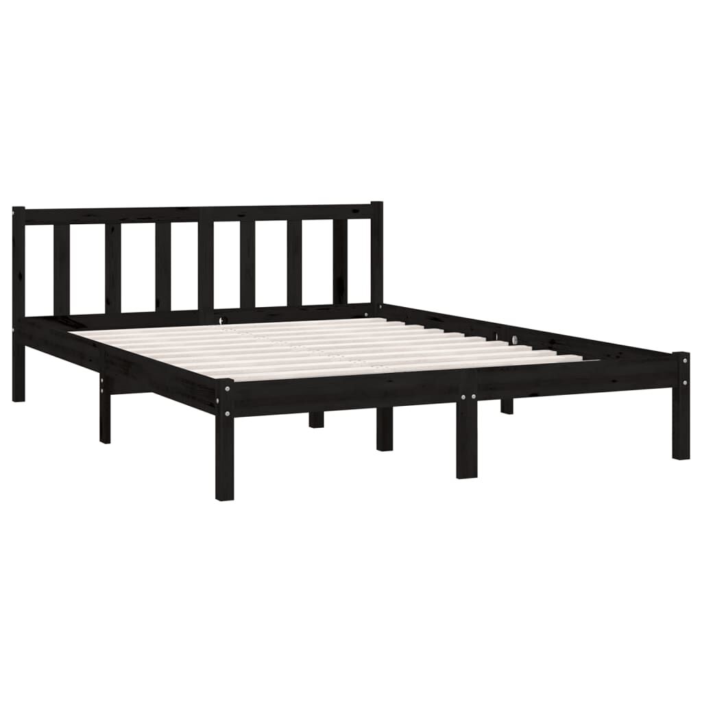 vidaXL إطار سرير خشب صنوبر صلب أسود 120×200 سم