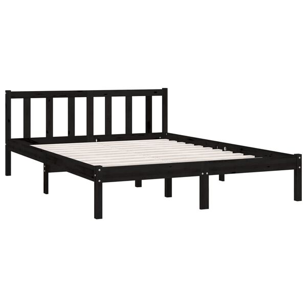 vidaXL إطار سرير خشب صنوبر صلب أسود 120×200 سم