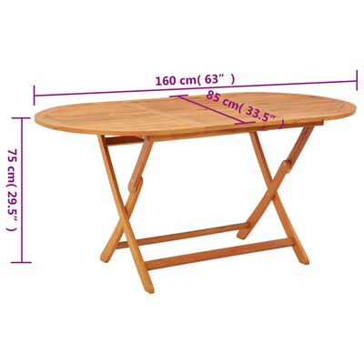 vidaXL طاولة حديقة قابلة للطي 160×85×75 سم صلب كافور صلب