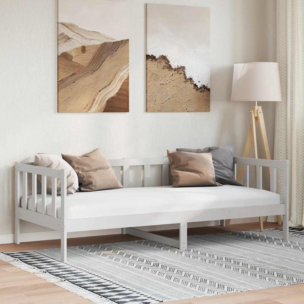 vidaXL سرير نهاري خشب صنوبر صلب أبيض 90×200 سم