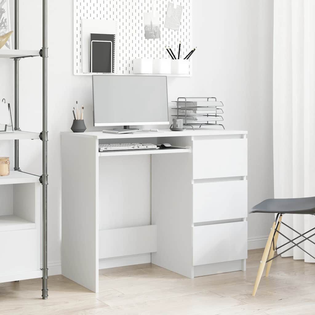 vidaXL مكتب لون أبيض 90×45×76 سم خشب صناعي