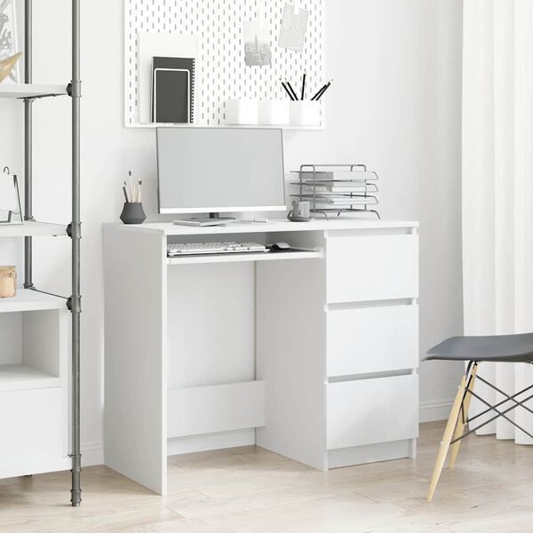 vidaXL مكتب لون أبيض 90×45×76 سم خشب صناعي