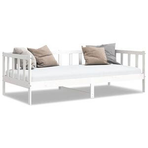vidaXL سرير نهاري خشب صنوبر صلب أبيض 90&times;200 سم