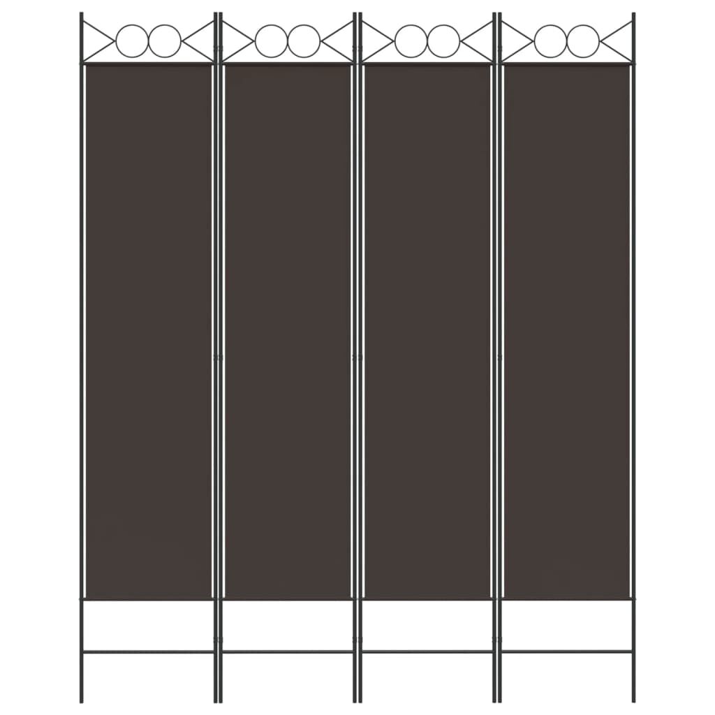 vidaXL مقسم غرفة 4-ألواح بني 160×200 سم قماش