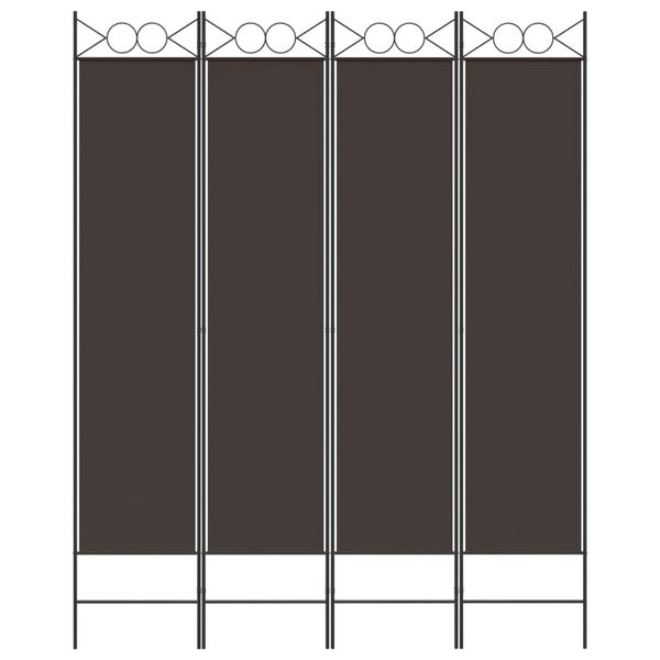 vidaXL مقسم غرفة 4-ألواح بني 160×200 سم قماش