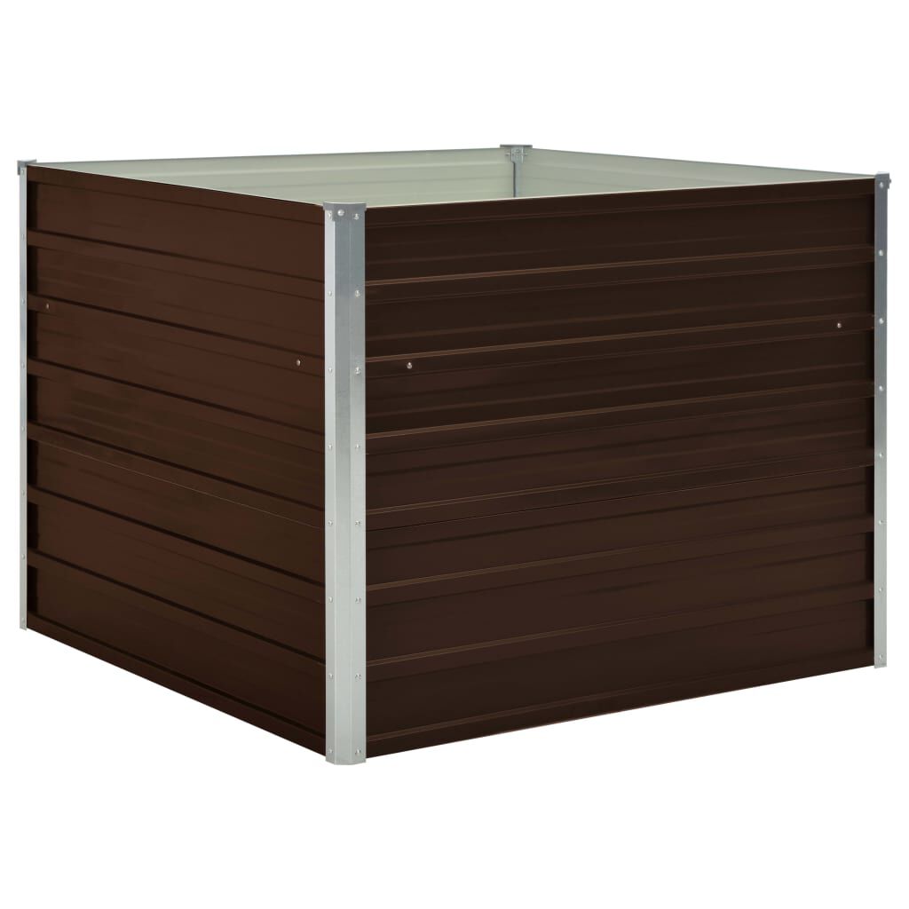 vidaXL حوض زراعي مرتفع بني 100×100×77 سم فولاذ مجلفن