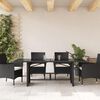 vidaXL طاولة حديقة وسطح زجاجي لون أسود 74x80x190 سم بولي روطان