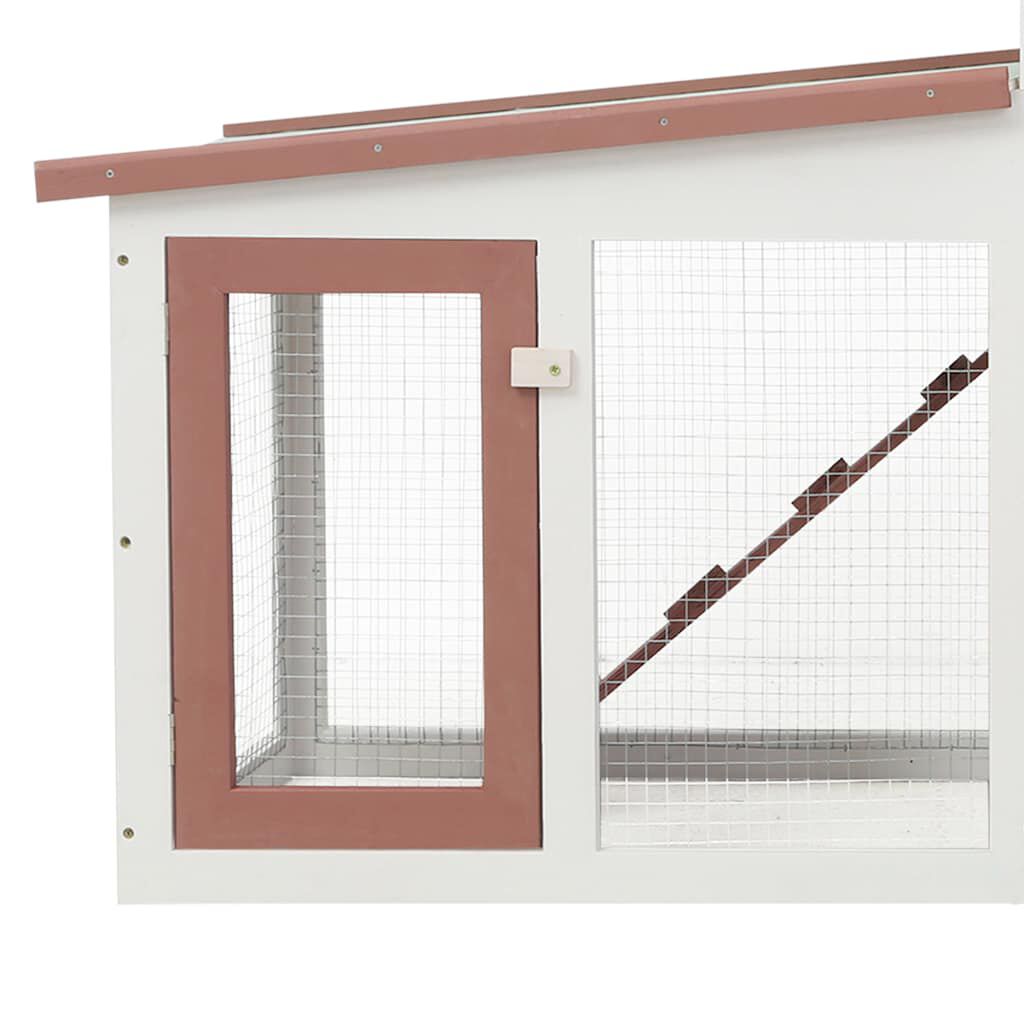 vidaXL قفص أرانب خارجي كبير بني وأبيض 85x45x204 سم خشب
