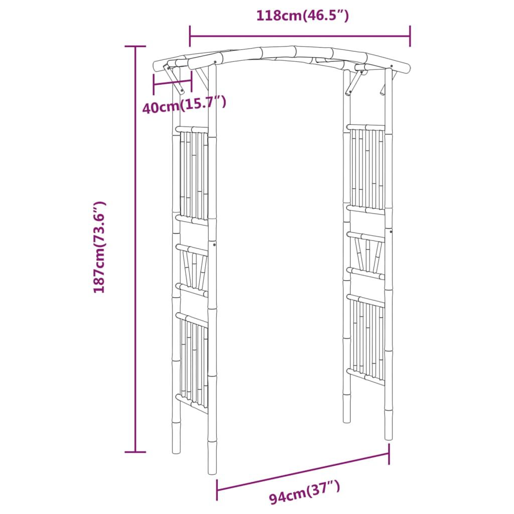 vidaXL قوس ورد خيزران 118×40×187 سم
