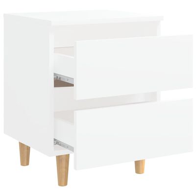 vidaXL خزانات سرير بأرجل خشب صنوبر صلب 2 ق أبيض 40×35×50 سم