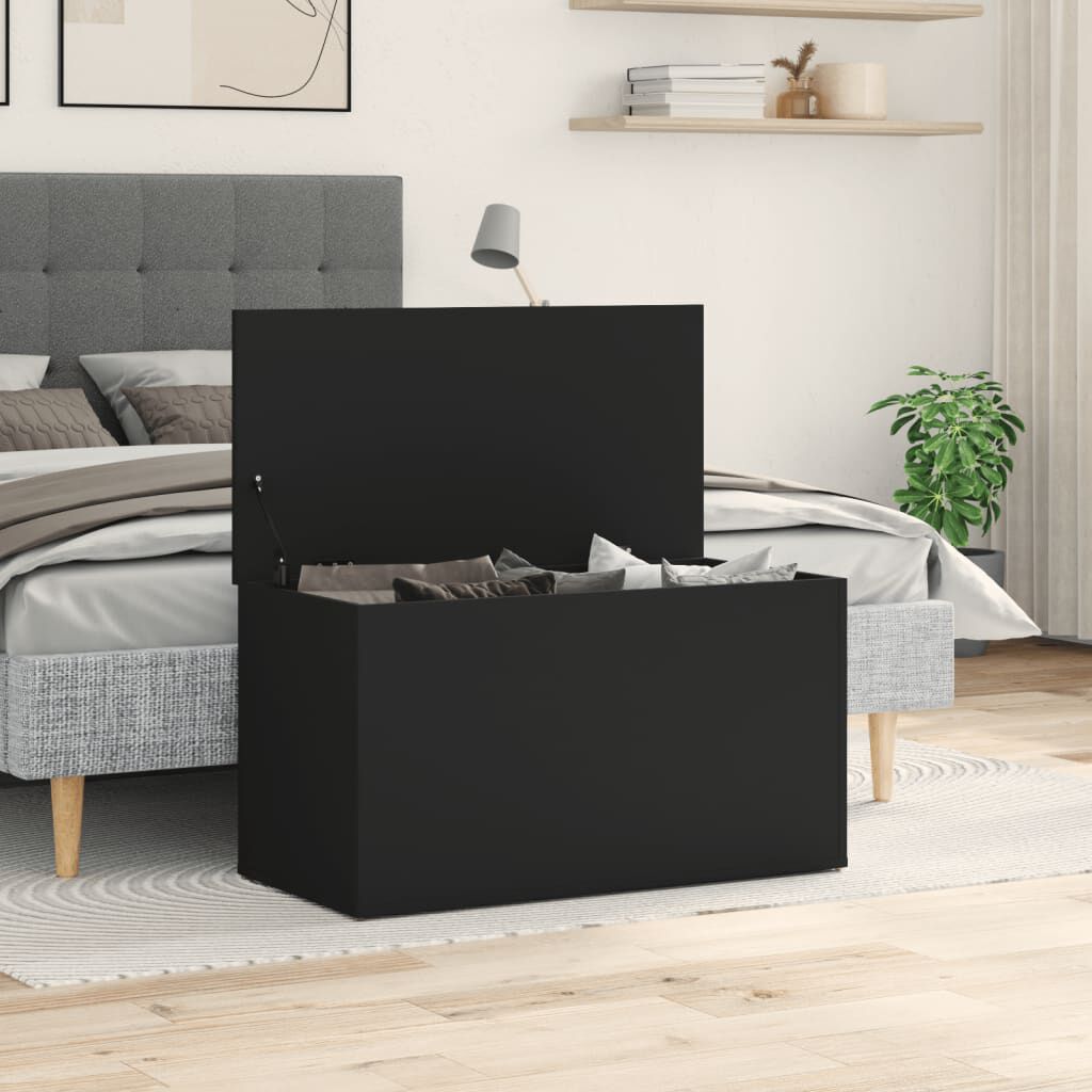 vidaXL صندوق تخزين أسود 84×42×46 سم خشب صناعي
