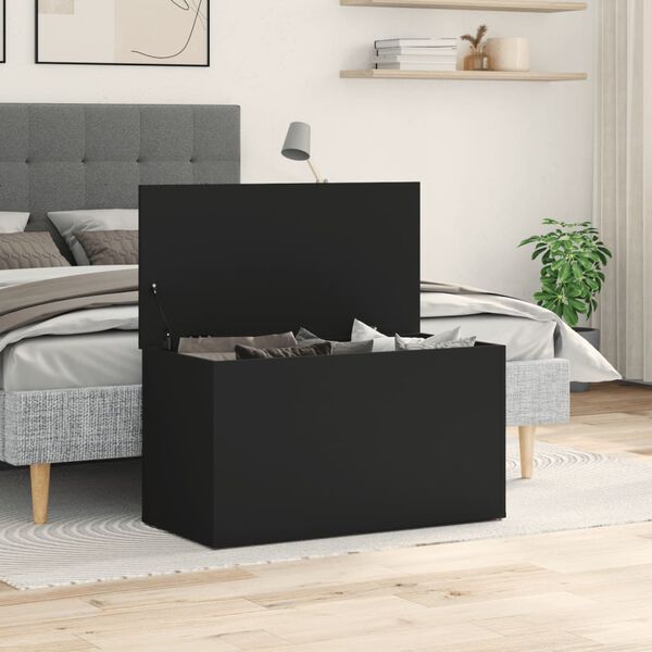 vidaXL صندوق تخزين أسود 84×42×46 سم خشب صناعي