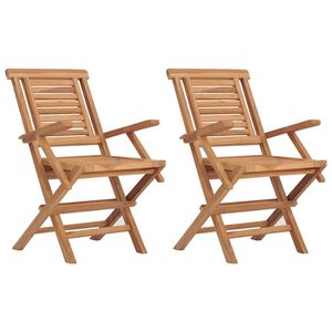 vidaXL كراسي حديقة قابلة للطي 2 ق 90x63x56 سم خشب ساج صلب