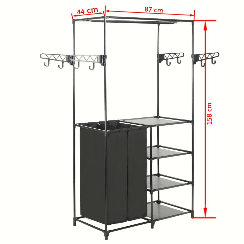 حامل ملابس فولاذ وقماش غير منسوج 158x44x87 سم أسود vidaXL