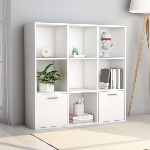 vidaXL خزانة كتب لون أبيض 98×30×98 سم خشب صناعي