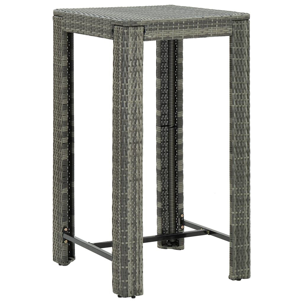 vidaXL طاولة بار للحديقة رمادي 60.5×60.5×110.5 سم بولي روطان