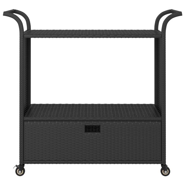 vidaXL عربة بار مع درج أسود 100×45×97 سم بولي روطان