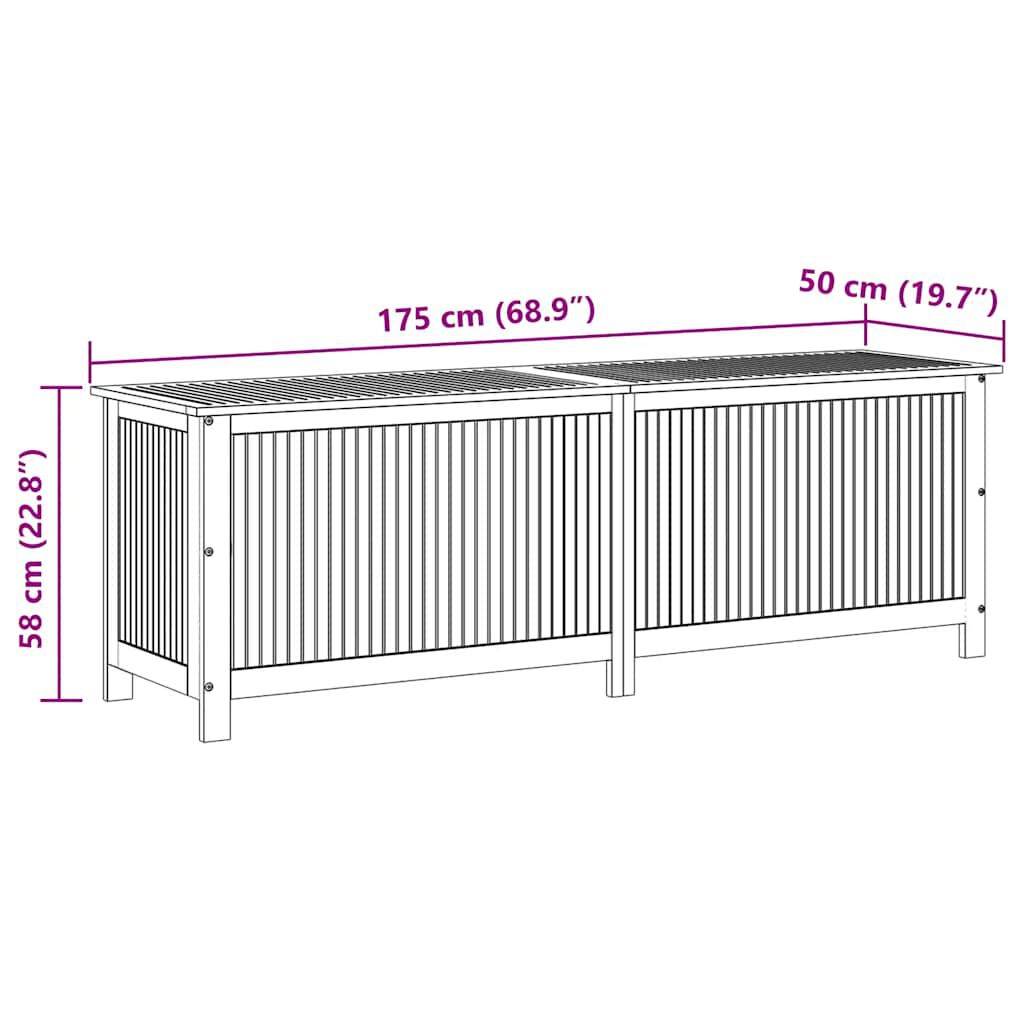 vidaXL صندوق تخزين للحديقة 175×50×58 سم خشب أكاسيا صلب