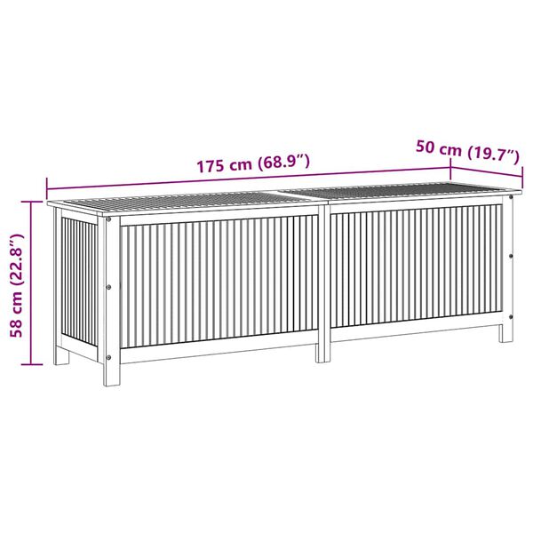 vidaXL صندوق تخزين للحديقة 175×50×58 سم خشب أكاسيا صلب