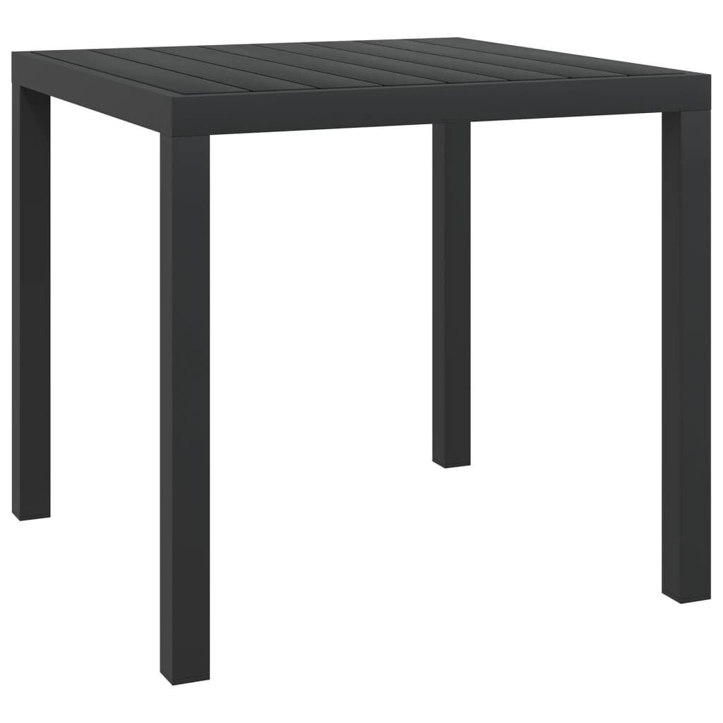 vidaXL طاولة حديقة أسود 80×80×74 سم ألومنيوم وخشب WPC