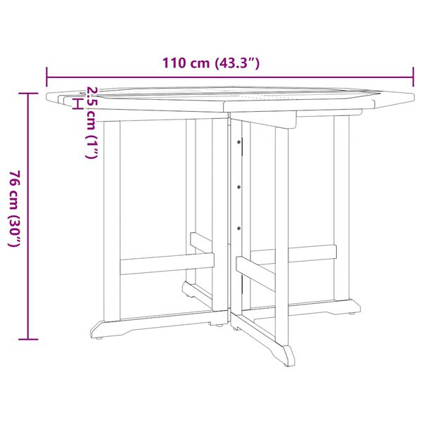 vidaXL طقم سفرة خارجي قابل للطي 5 قطع خشب ساج صلب