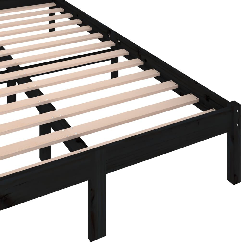 vidaXL إطار سرير خشب صنوبر صلب 120×200 سم أسود