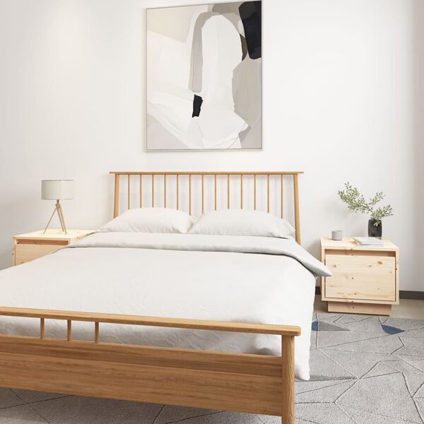 vidaXL خزانات جانب السرير 2 ق 35×34×32 سم خشب صنوبر صلب