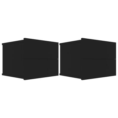 vidaXL خزانات سرير جانبية 2 ق أسود 40×30×30 سم خشب مضغوط