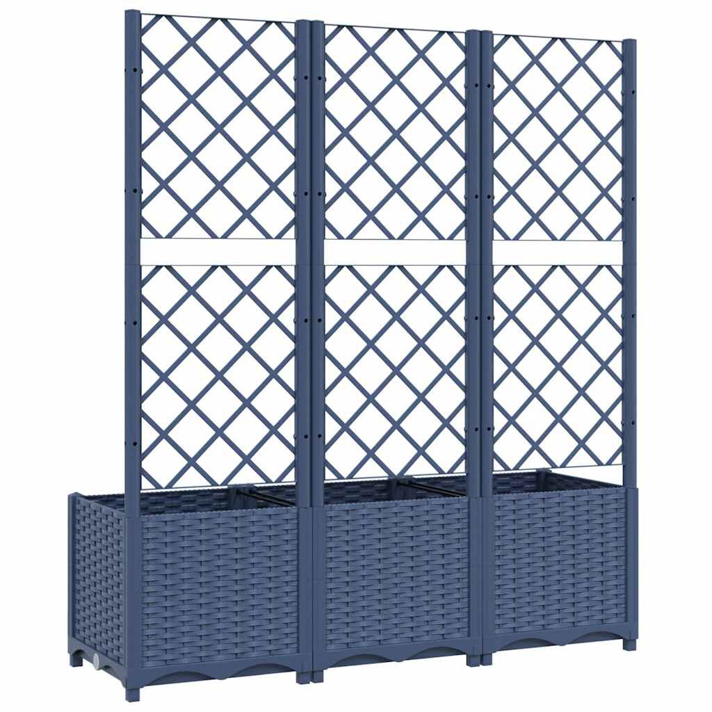vidaXL حوض حديقة مع تعريشة أزرق رمادي 120×40×136 سم PP