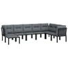 vidaXL طقم جلسة حديقة 8 قطع بولي روطان أسود ورمادي
