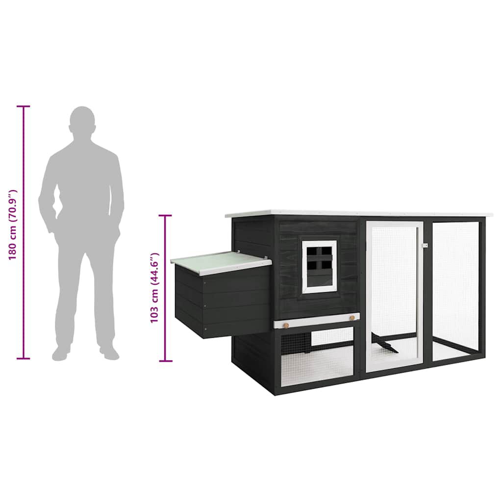 vidaXL قفص دجاج خارجي بيت دجاج مع 1 قفص للبيض خشب رمادي