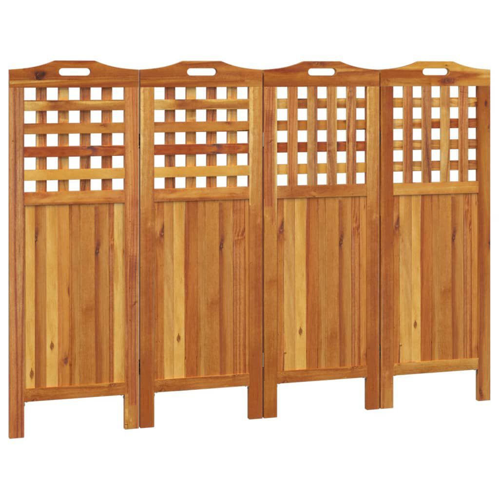 vidaXL مقسم غرفة 4-ألواح 162×2×115 سم خشب أكاسيا صلب