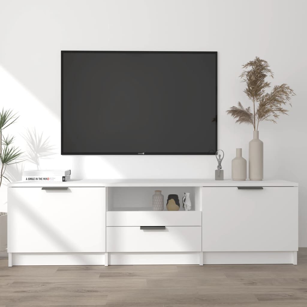 vidaXL خزانة تلفزيون أبيض 140×35×40 سم خشب صناعي