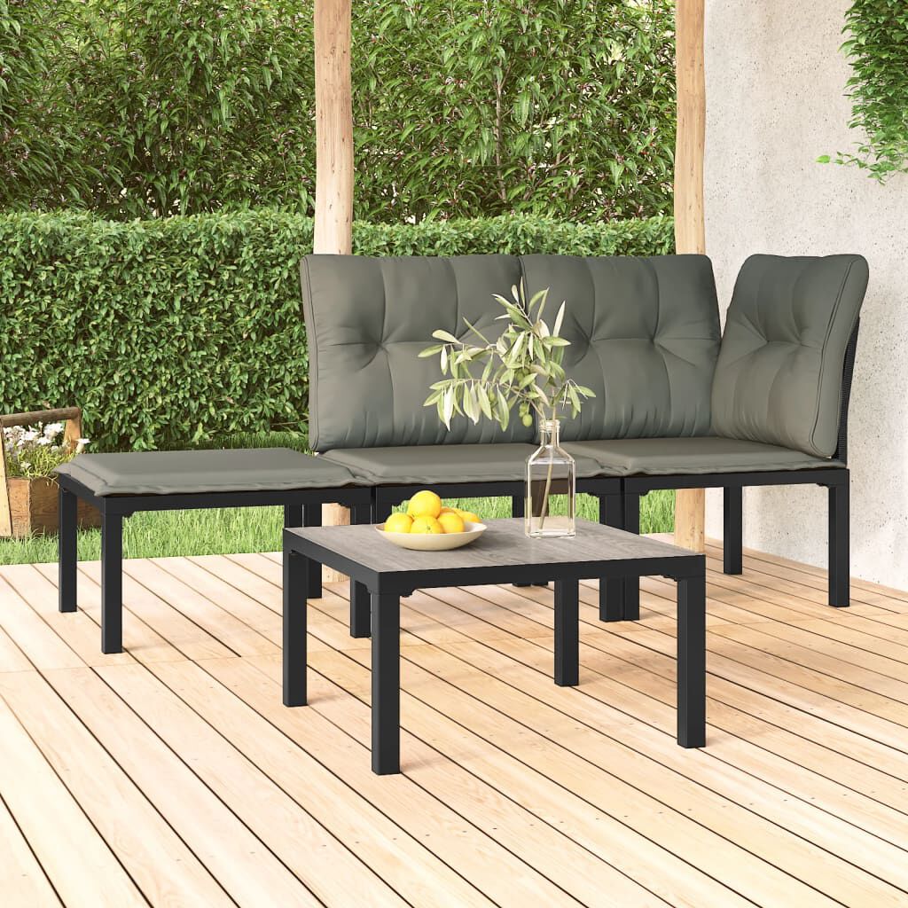 vidaXL طاولة قهوة حديقة رمادي 55×55×31 سم DPC وفولاذ
