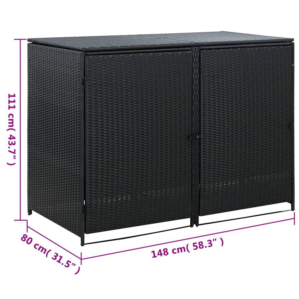 vidaXL كشك سلال القمامة مزدوج بولي روطان 148×80×111 سم