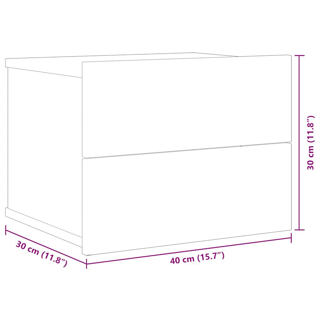 vidaXL خزانة جانب السرير لون أسود 40×30×30 سم خشب صناعي