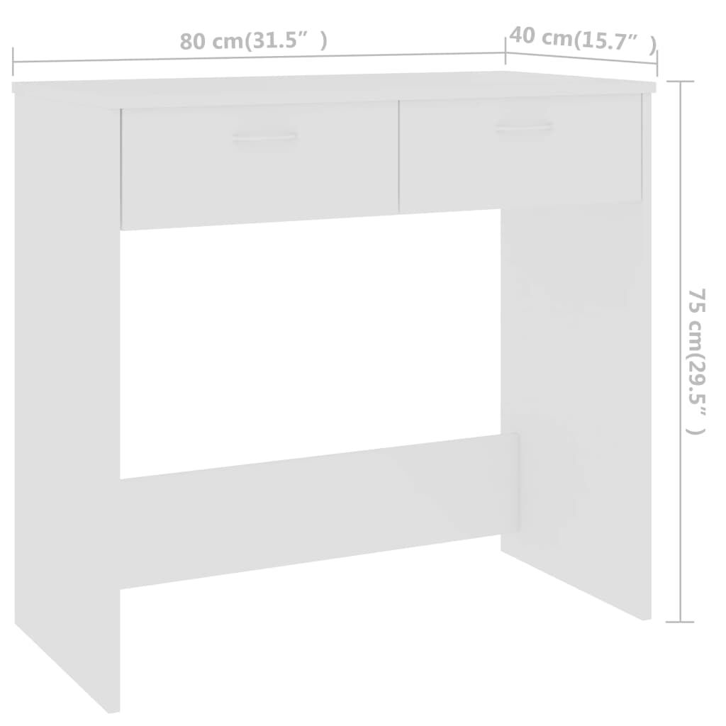 vidaXL مكتب لون أبيض 80×40×75 سم خشب صناعي