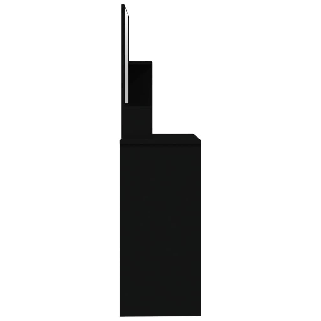 vidaXL طاولة تسريحة مع مرآة سوداء 86,5x35x136 سم