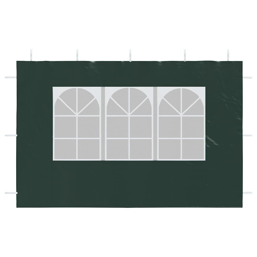 vidaXL جدار خيمة حفلات 2 ق مع نافذة PE أخضر