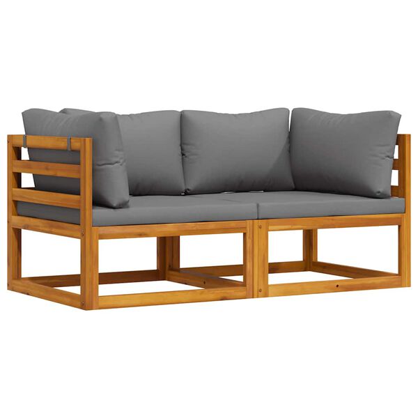 vidaXL أرائك ركنية مقطعية 2 ق مع وسائد رمادي داكن